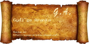 Gyüge Aranka névjegykártya